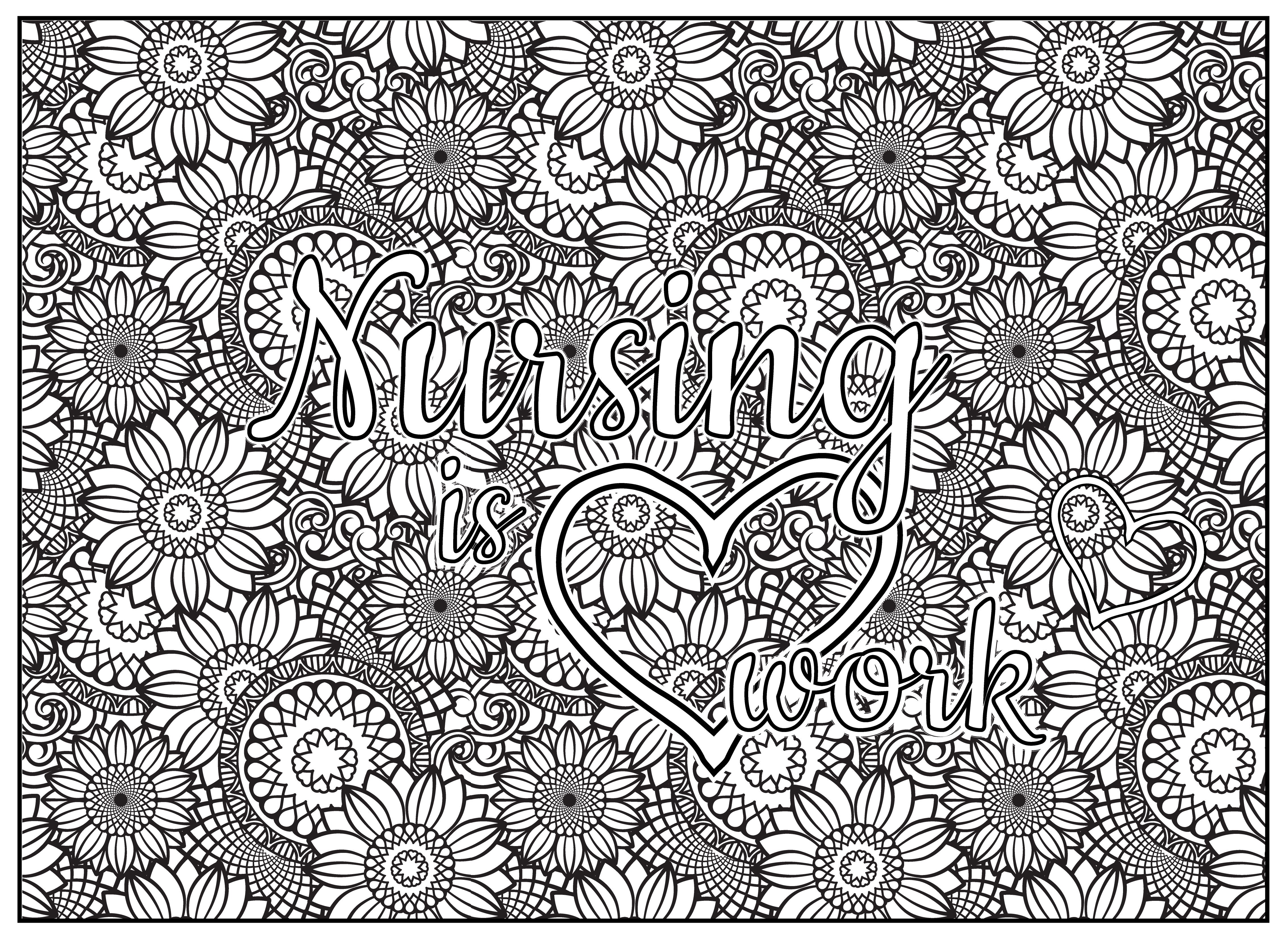 Nursing is heart work personalized giant coloring poster x â debbie lynn