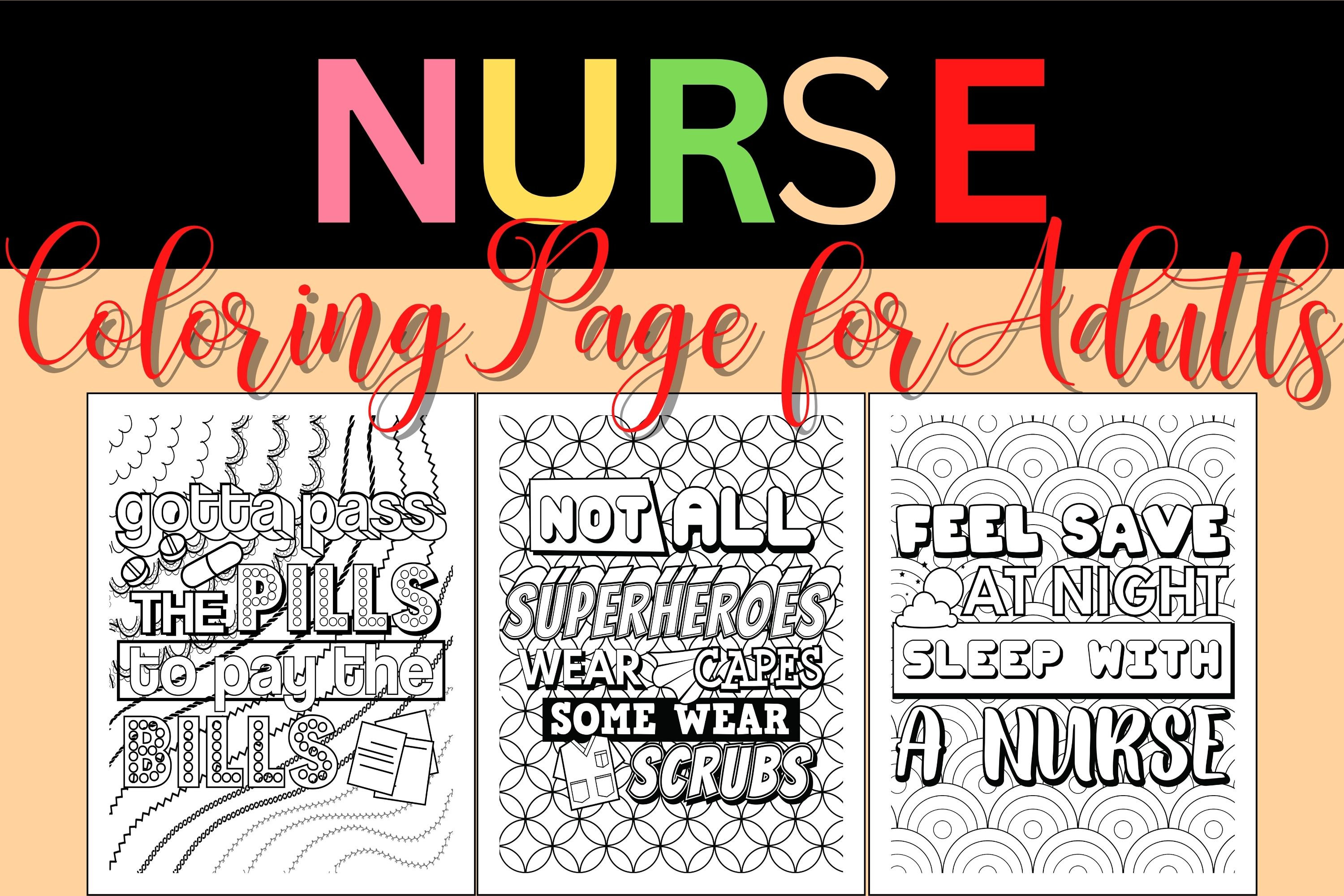 Funny nurse coloring pages relaxing and stress relieving adults coloring book coloring pages pdf printable coloring page