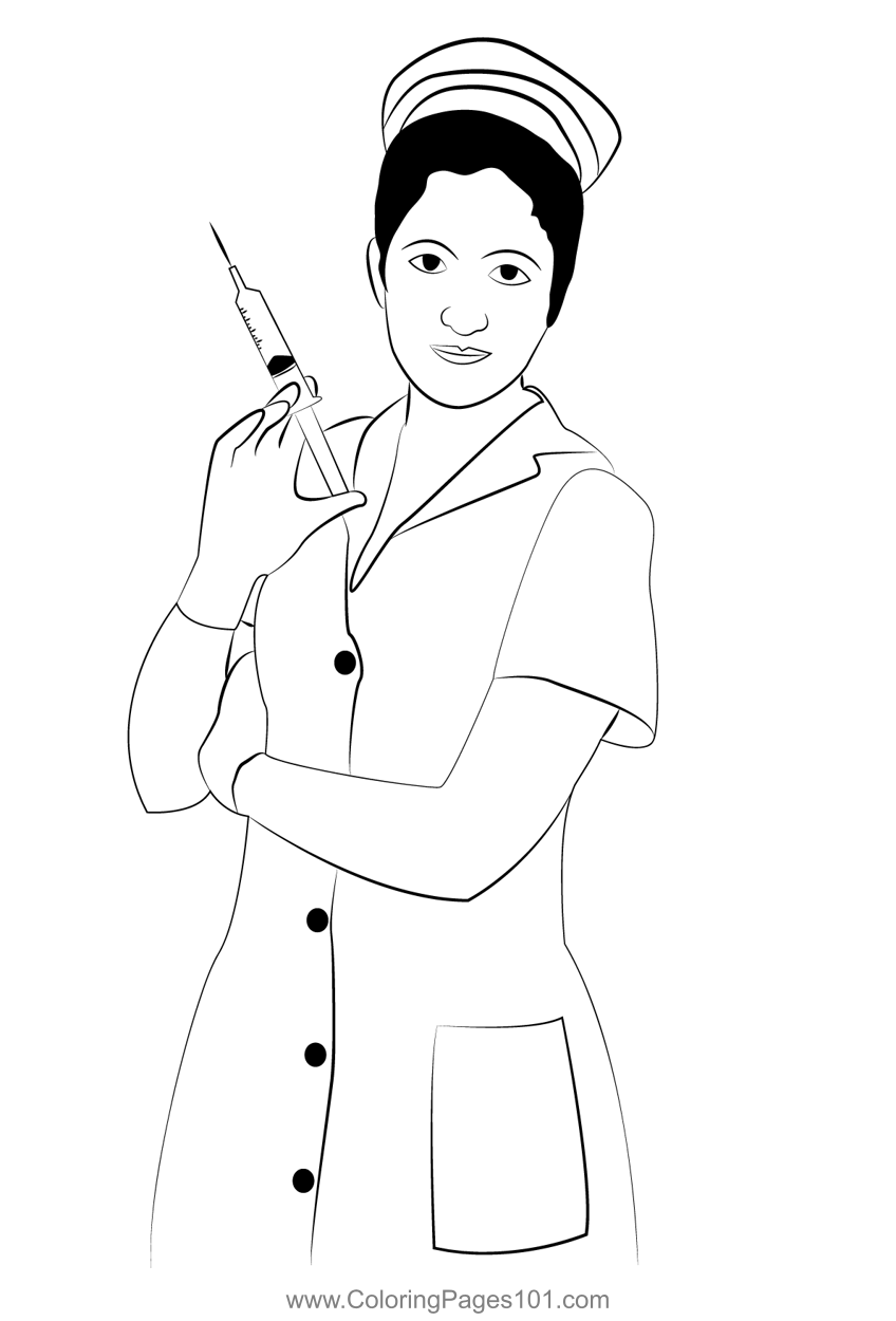 Nurse coloring page for kids