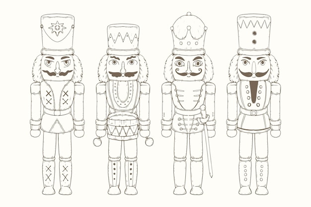 Nutcracker face vectors illustrations for free download