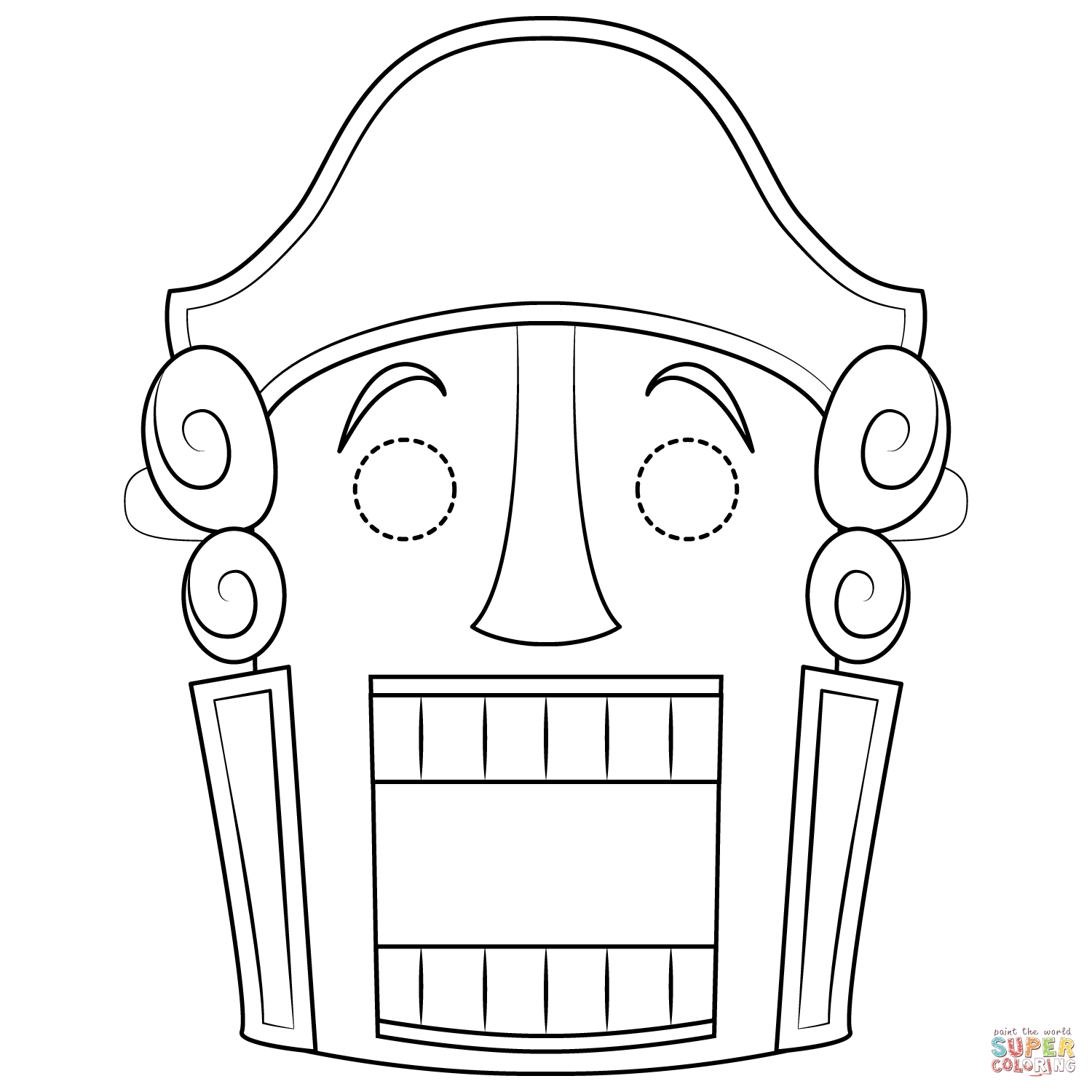 Nutcracker mask coloring page free printable coloring pages