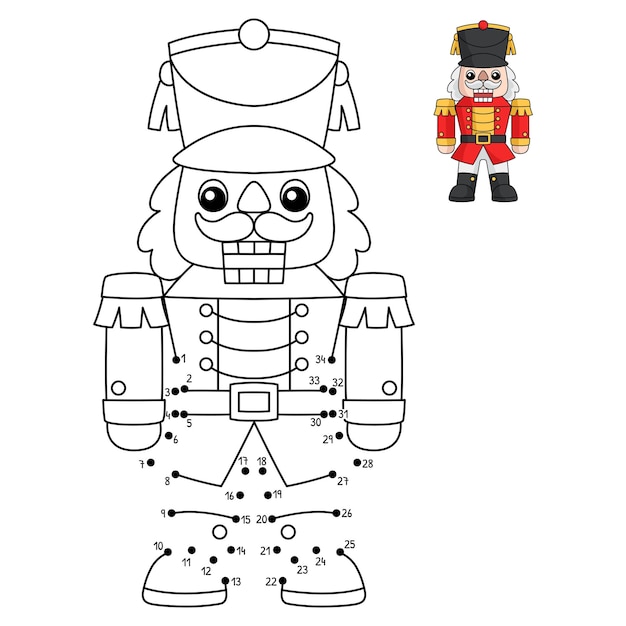 Premium vector dot to dot christmas nutcracker coloring page