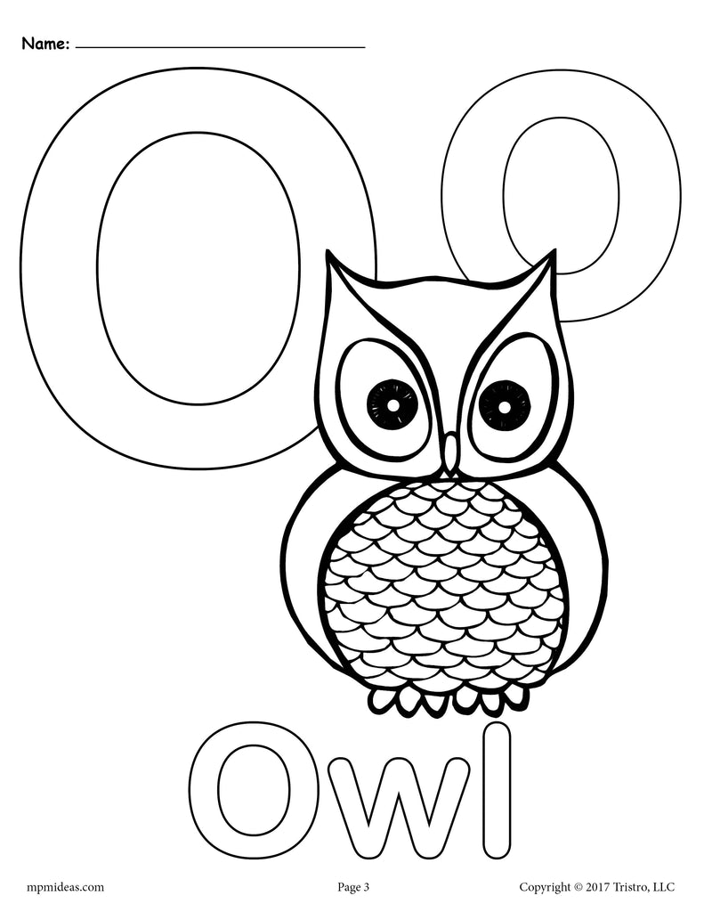 Letter o alphabet coloring pages