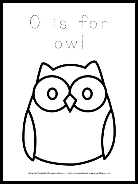 Free letter o is for owl coloring page â the art kit