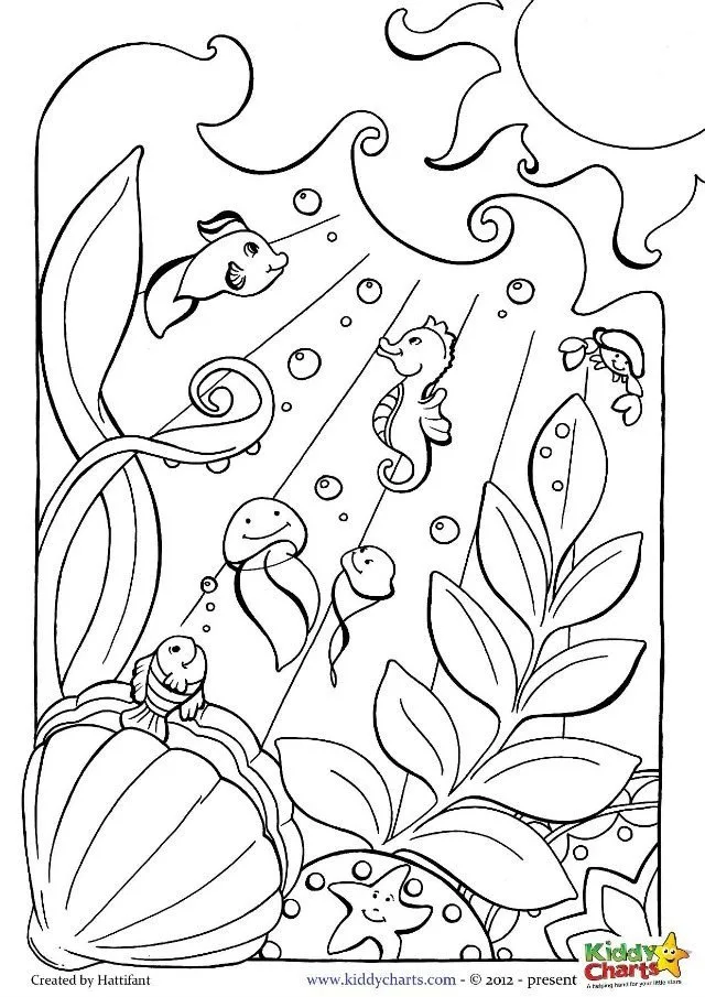 Free ocean colouring pages for kids and adults