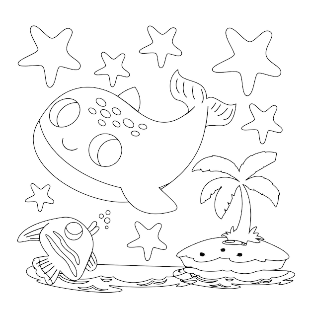 Premium vector ocean coloring pages for kids printable