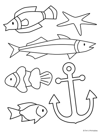 Sea life cut and paste activity coloring pages â tims printables