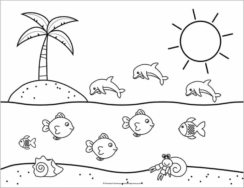 Ocean coloring pages for kids to print for free