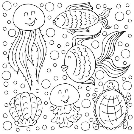 Sea coloring pages stock vector illustration and royalty free sea coloring pages clipart