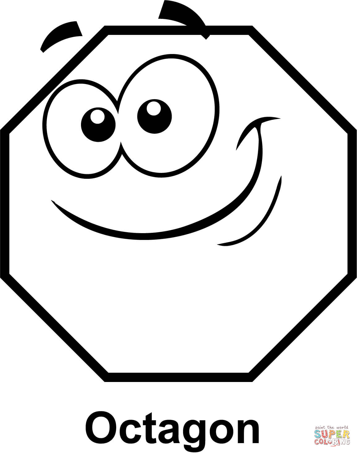 Octagon with cartoon face coloring page free printable coloring pages