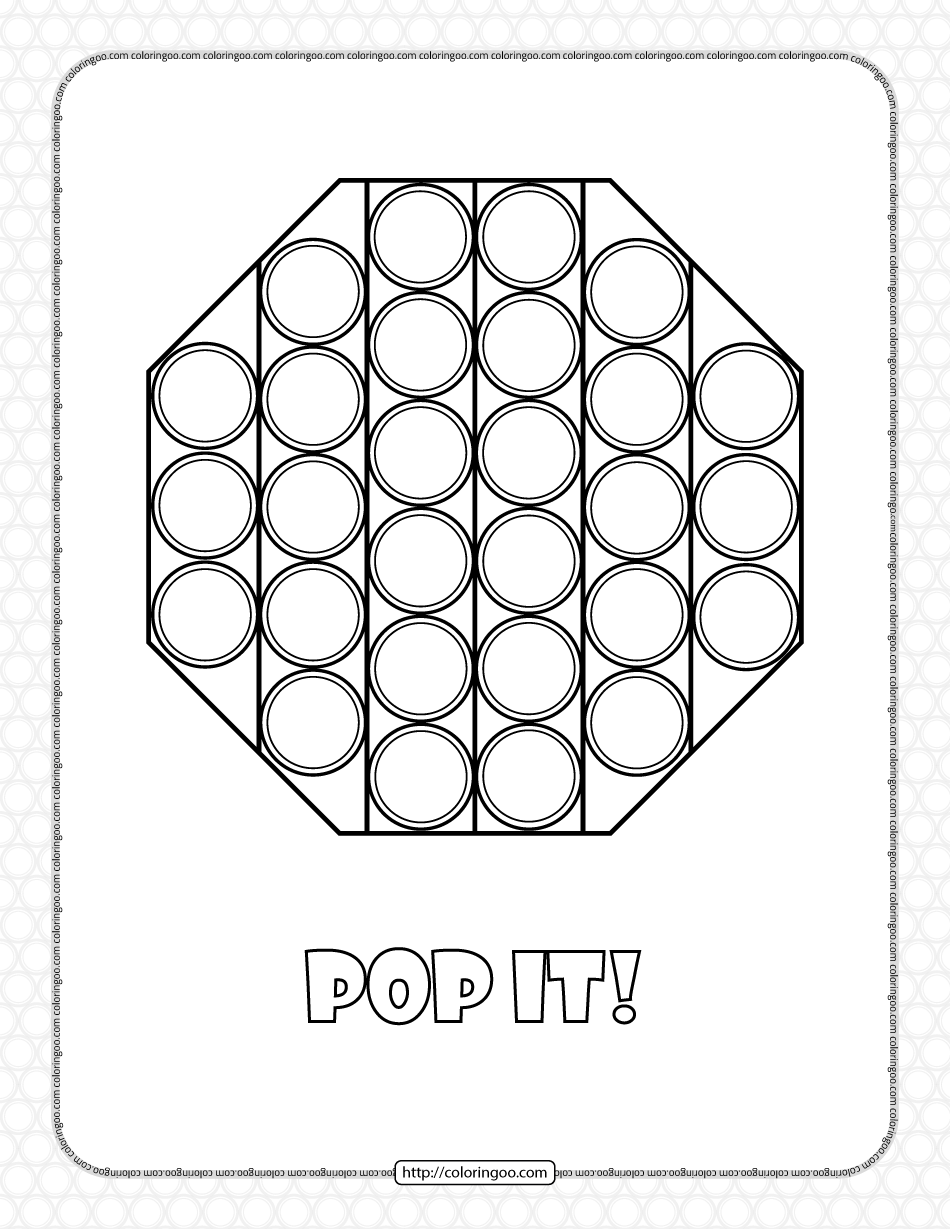 Octagon shaped pop it coloring pages