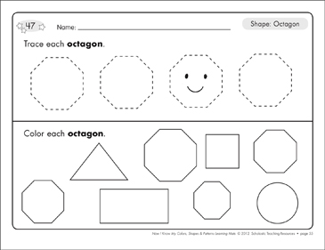 Read write shape mats octagon printable skills sheets