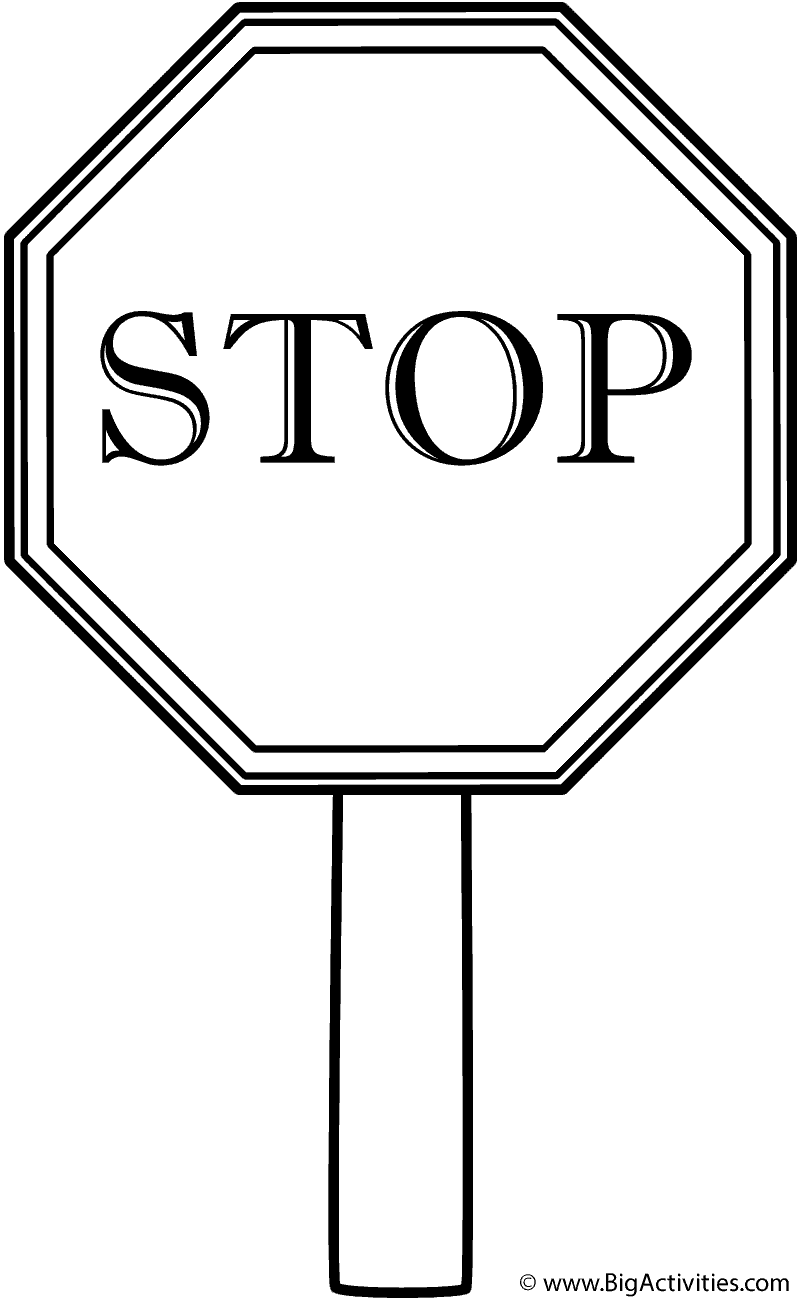 Stop sign with thick border on post