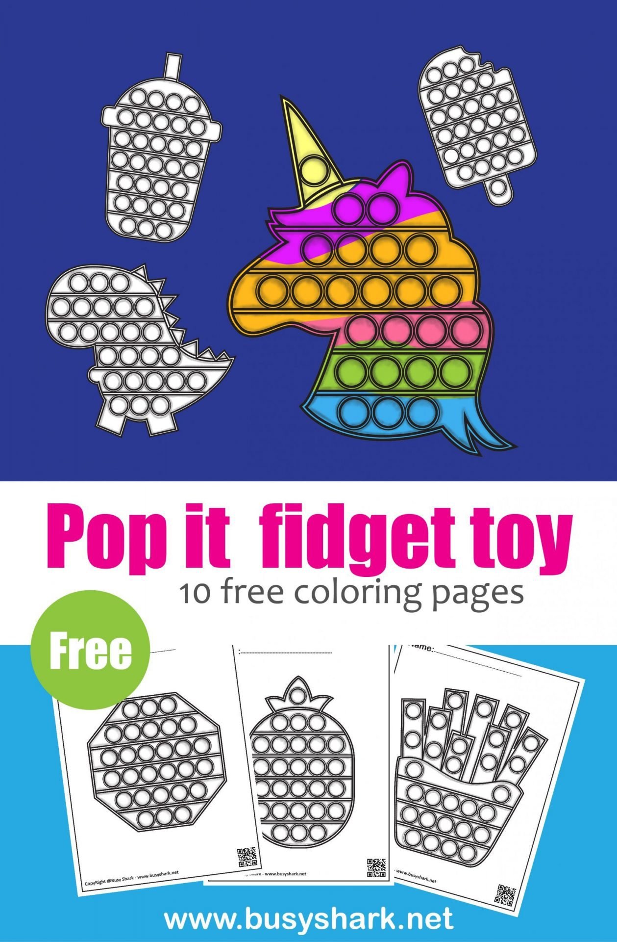 Pop it fidget toy free printable coloring pages