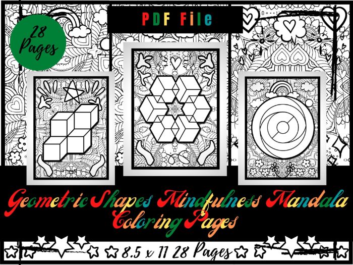 Geometric shapes mindfulness mandala colouring pages printable colouring pdf teaching resources