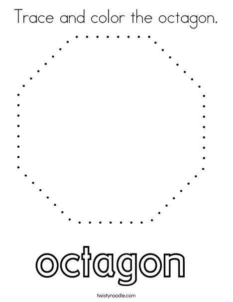 Trace and color the octagon coloring page
