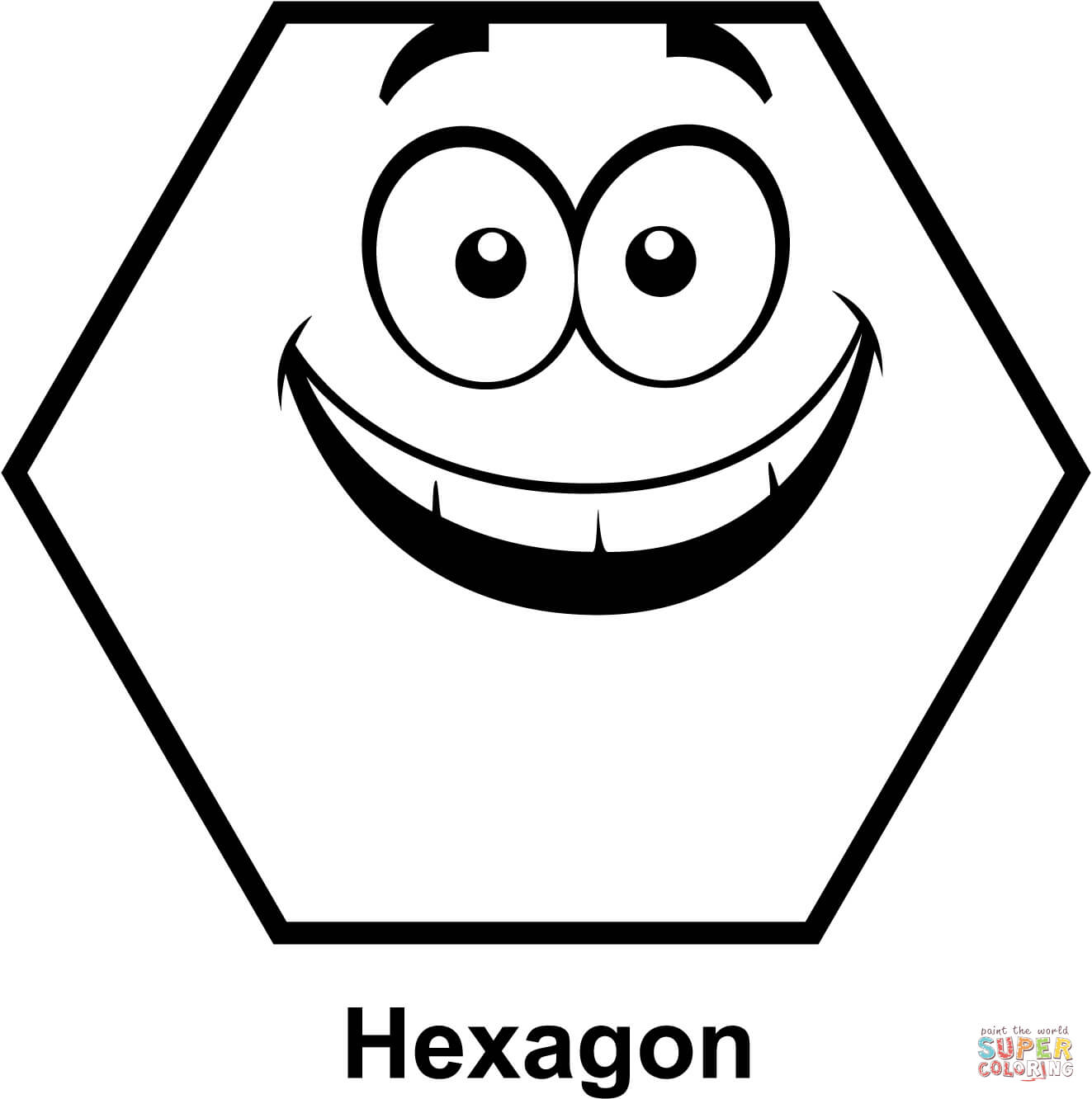 Hexagon cartoon face coloring page free printable coloring pages
