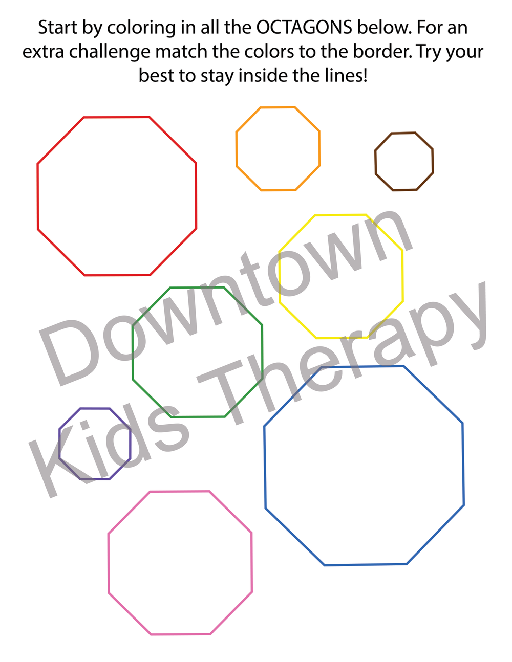 Octagon shape packet â downtown kids therapy