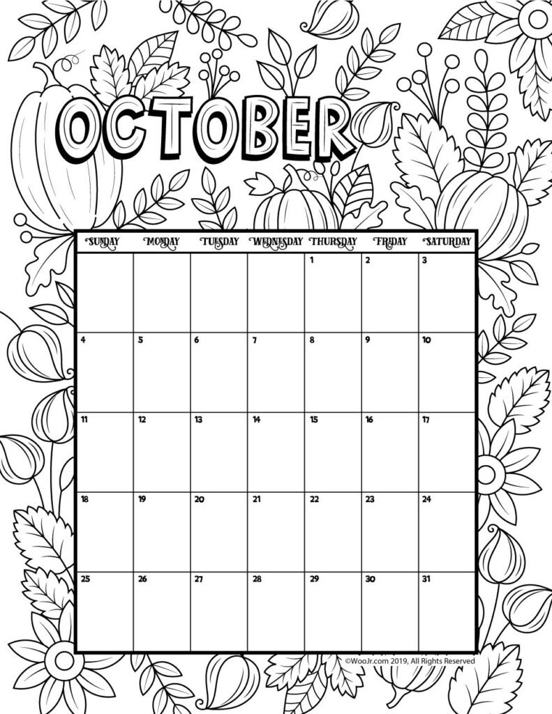 October calendar printable that you will love