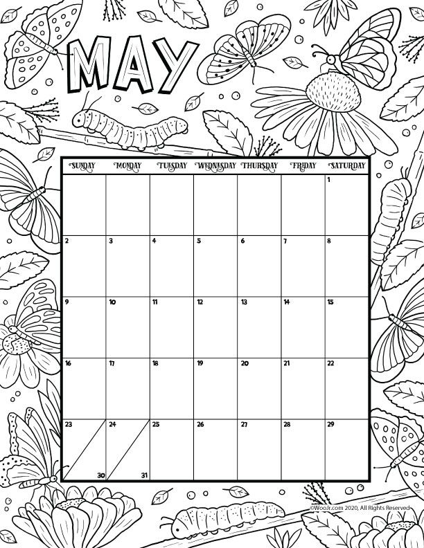 May printable calendar page woo jr kids activities childrens publishing printable calendar pages coloring calendar calendar printables