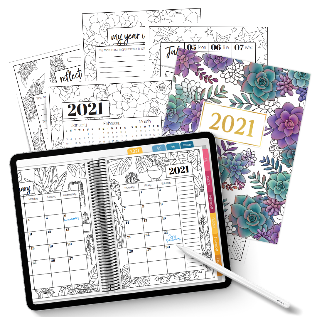 Free printable coloring calendar