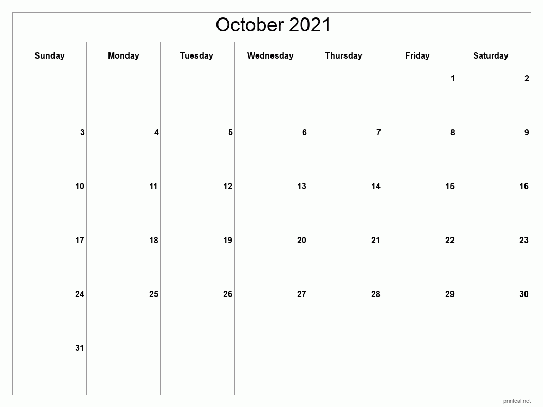 Printable october calendar