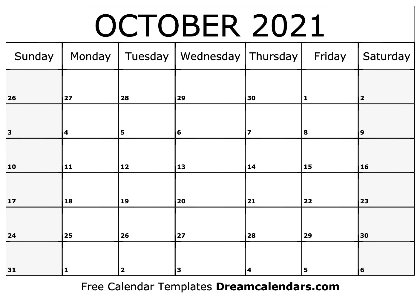 October calendar free blank printable with holidays