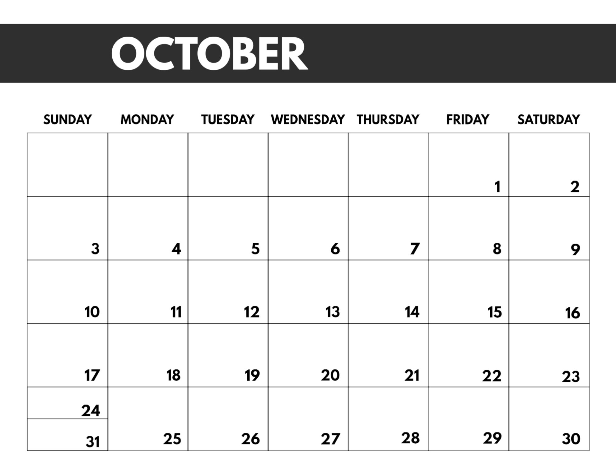 Free monthly calendar templates