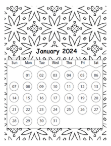 Free coloring calendar templates