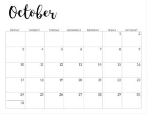 Calendar printable free template