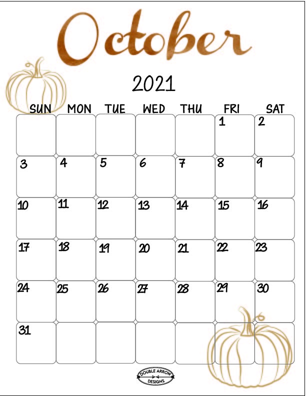 October calendar printable