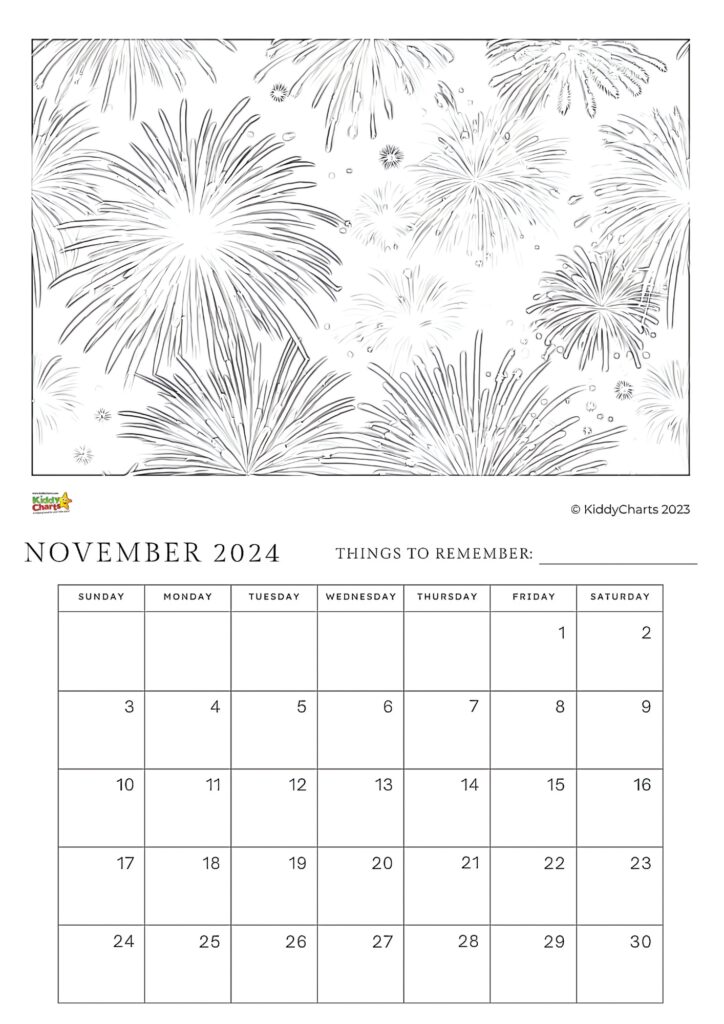 Coloring calendar to print and download today