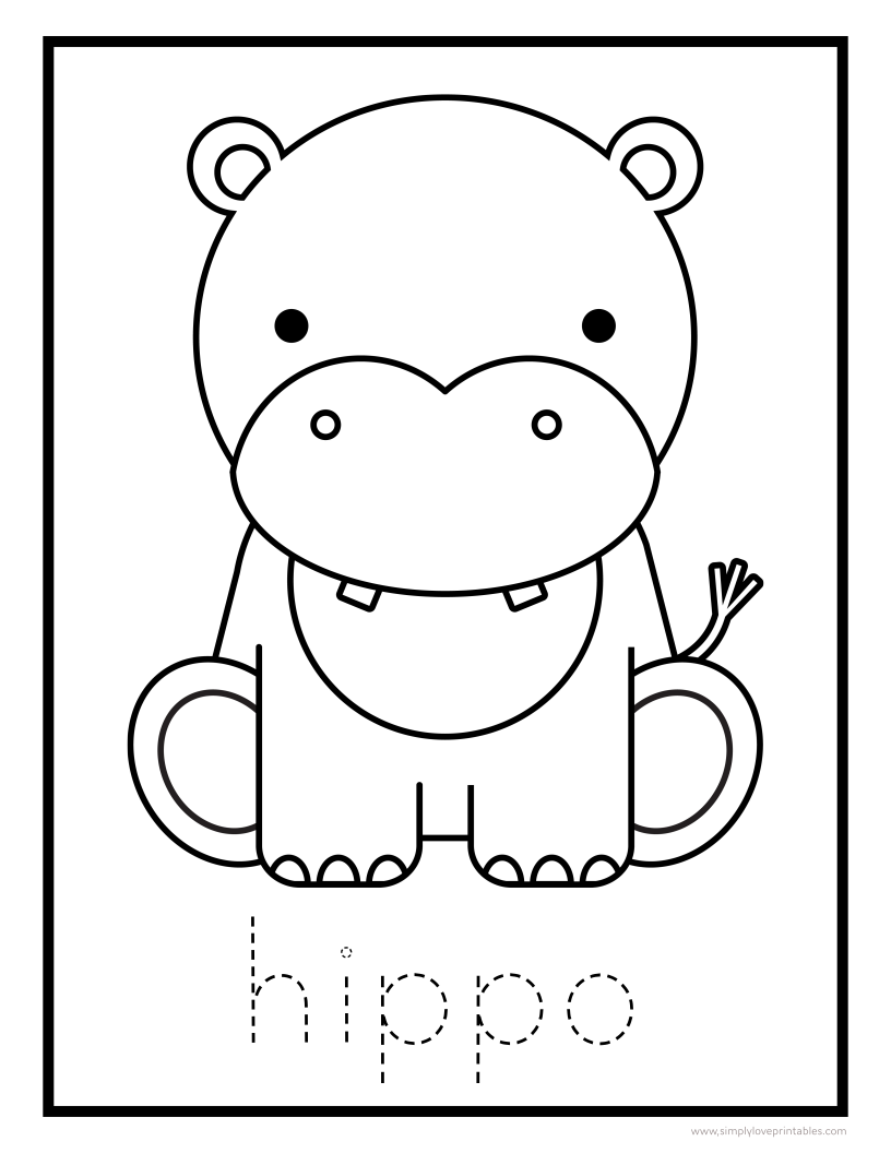 Free printable animal coloring pages with letter tracing