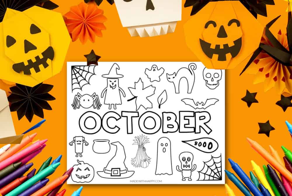 Free printable october coloring page