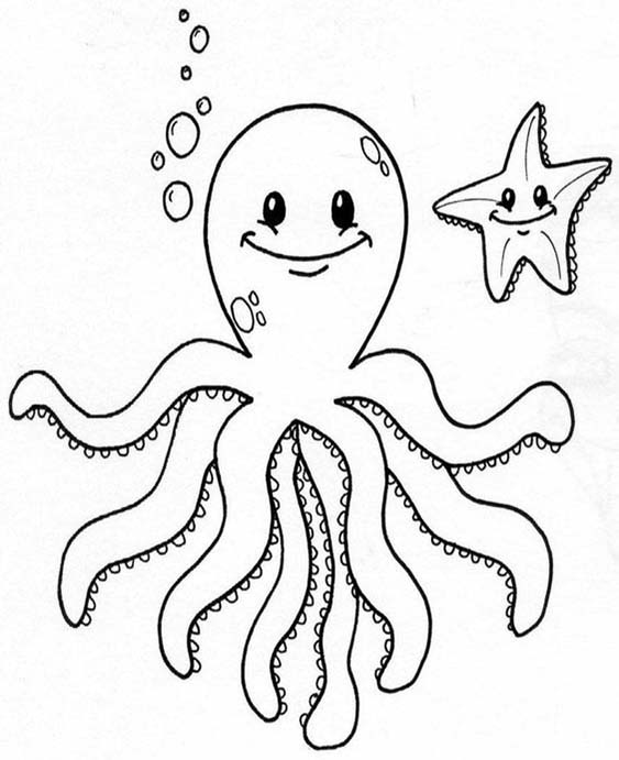 Free easy to print octopus coloring pages