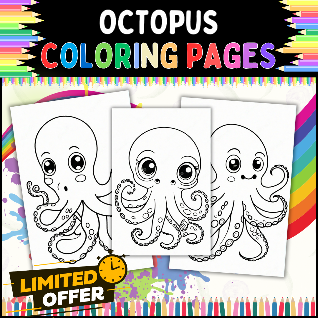 Octopus coloring book for preschool kindergarten and grades