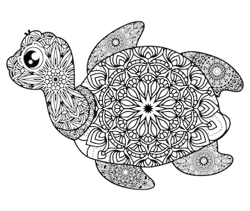 Premium vector mandala ocean animals coloring pages for kids and adult premium vector