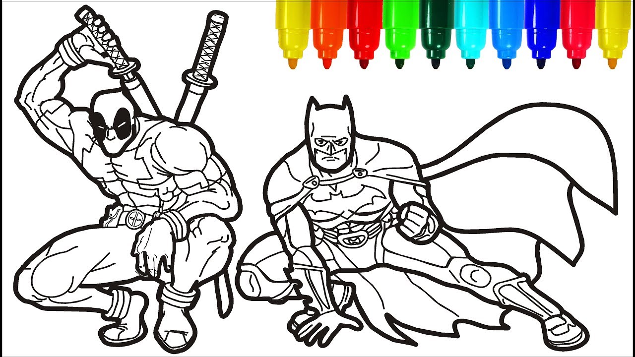 Deadpool batan coloring pages colouring pages for kids