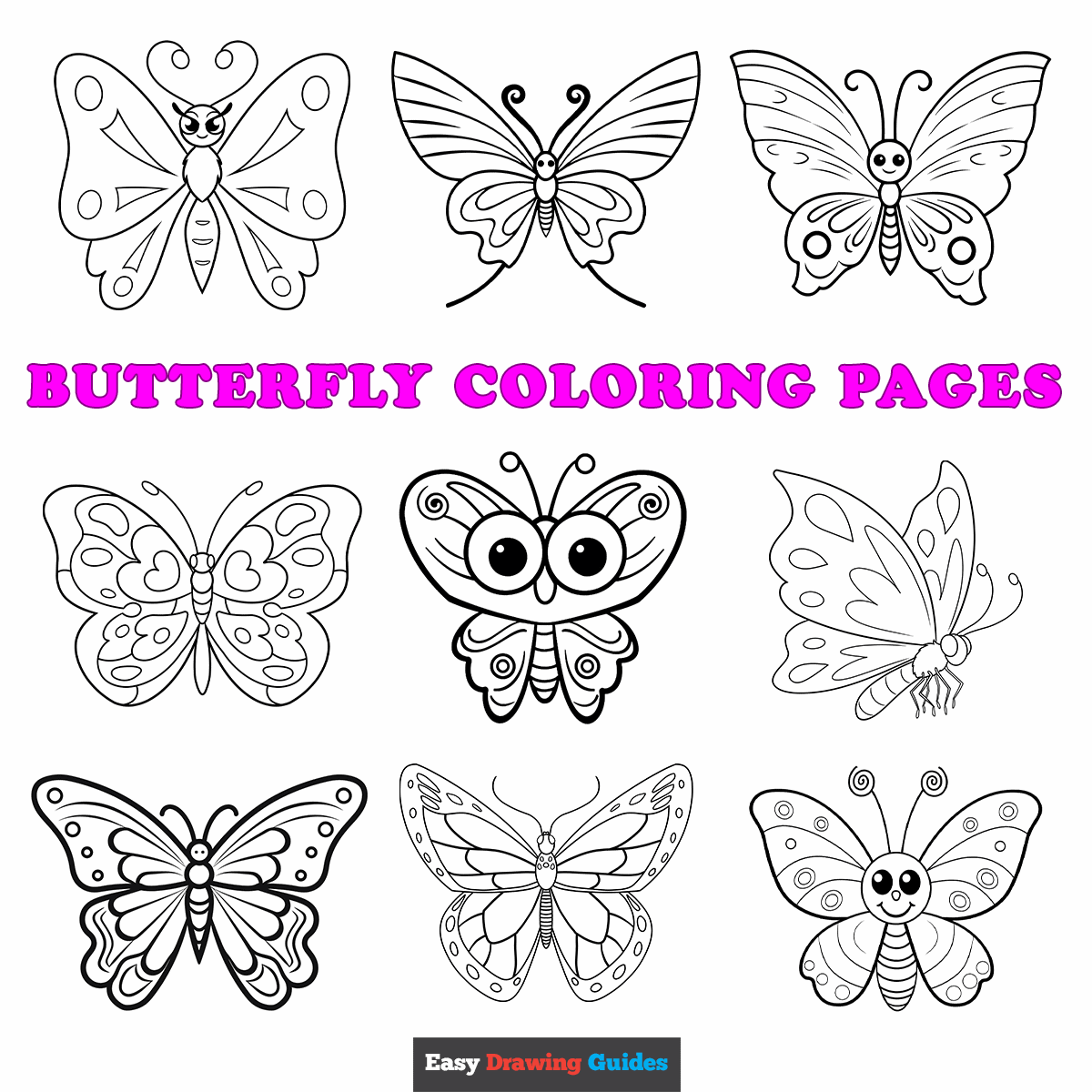 Free butterfly coloring pages for kids
