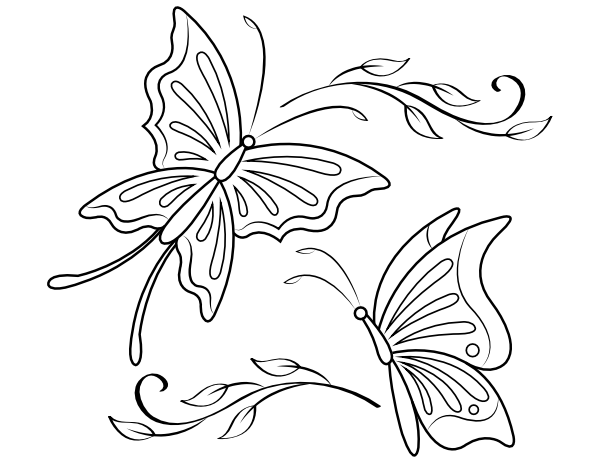 Printable butterflies coloring page