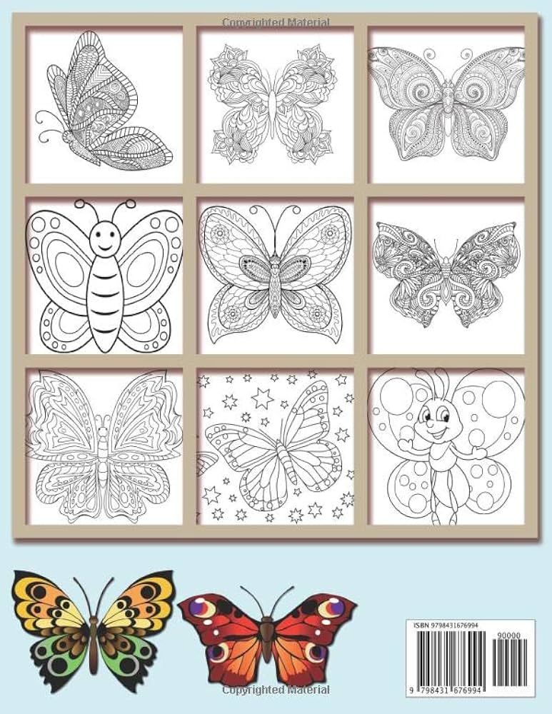 Large print butterflies coloring book for adults beautiful butterfly coloring book for easy coloring pages for adults