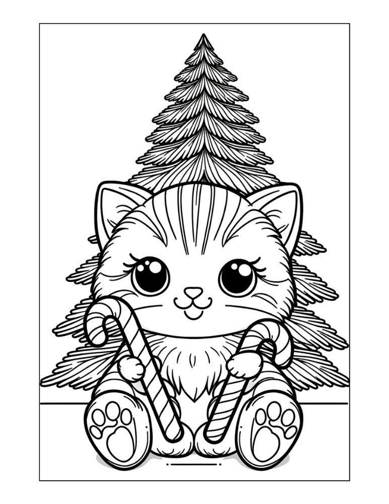 Free christmas cat coloring pages