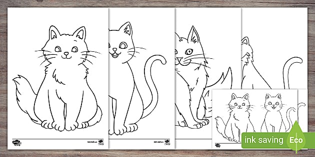 Cat colouring pages party teacher made