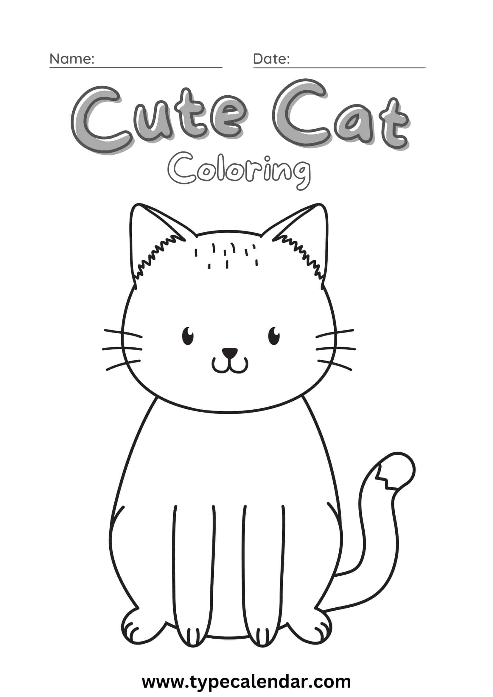 Free printable cat coloring pages for kids adults cute easy realistic