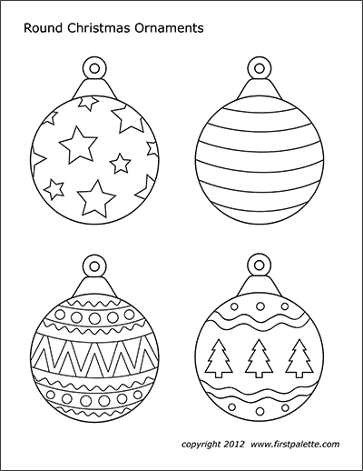 Christmas tree ornaments free printable templates coloring pages