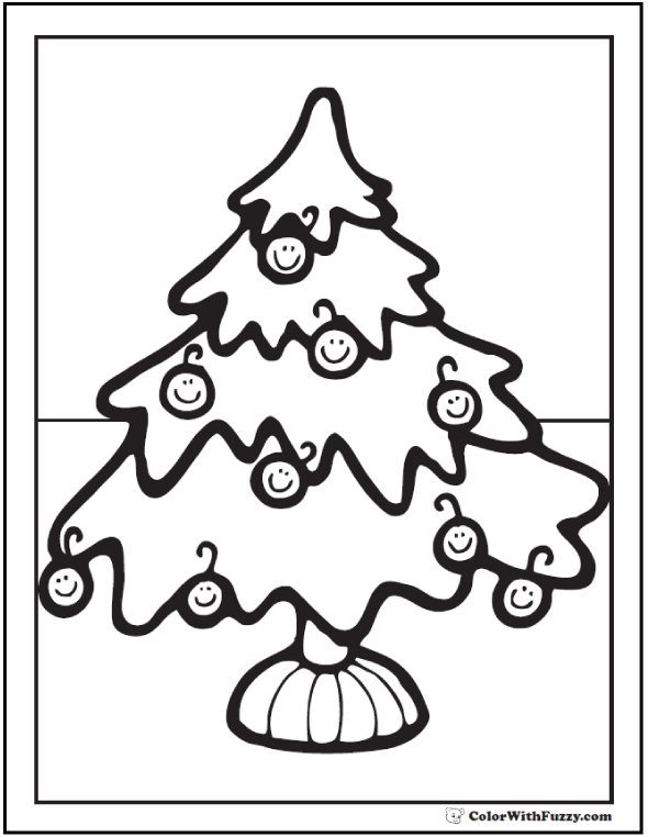 Christmas tree ornaments coloring printable