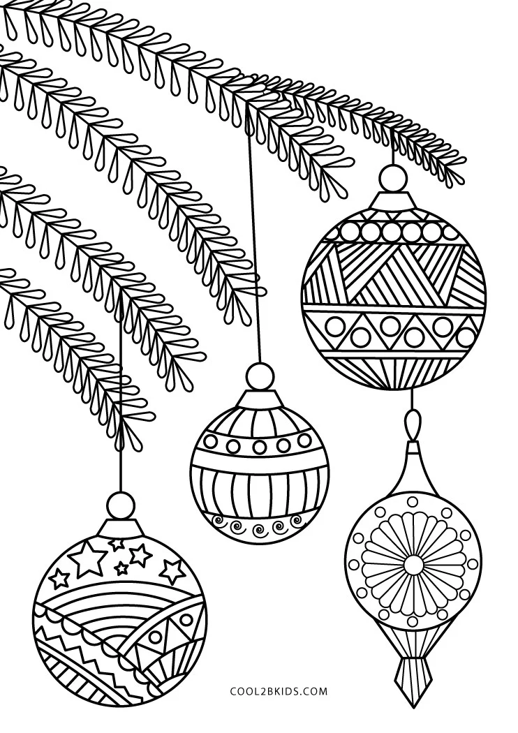 Free printable christmas ornament coloring pages for kids