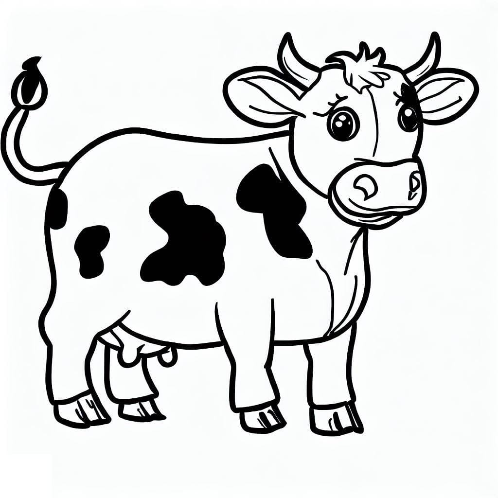 Free drawing of cow coloring page