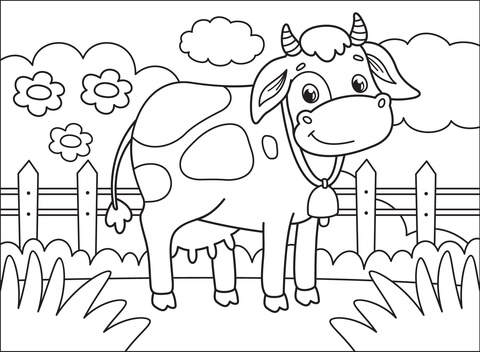 Cow coloring page free printable coloring pages