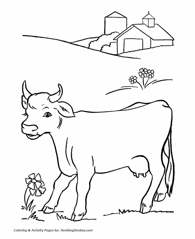 Cow coloring pages printable farm dairy milk cow coloring page and kids activity sheet